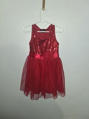 lilt Red Sequin Tulle Party Dress